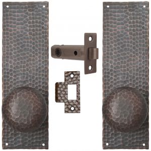 Arts & Crafts Hammered Copper Door Plate Tubular Passage Set (ZC17PSET1)