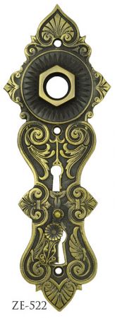 R&E Recreated Long Stylized Floral Door Plate Circa 1870 (ZE-522)