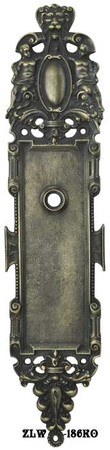 Victorian Roaring Lion Doorknob Receiver Backplate - 18" Tall (ZLW-189KO)