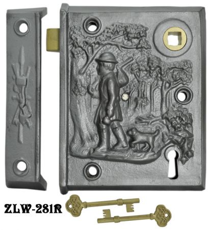Recreated Rare Pioneer Scene Surface Lock 2 5/8" Backset (ZLW-281R)