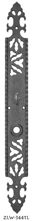 Gothic or Art and Crafts Iron Turnlatch Door Plate 17 1/4" Tall (ZLW-344TL)