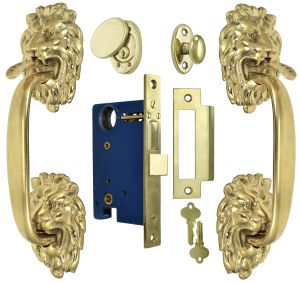 Victorian-Inspired Lion Head Thumb Latch Entry Door Set with Locking Mortise (ZLW202SET)
