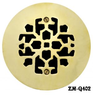 Brass Round Floor, Ceiling, or Wall Grates for Air or Heat Vent. Register Covers Without Dampers, 4" Hole Size, 6" Overall Diameter (ZM-Q402)