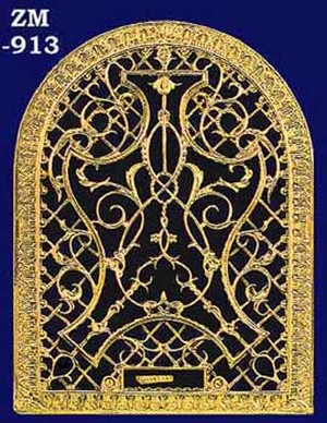 Arched Brass Grille Wall Grate For Return Air Intake Or Heat Vents, Register Cover, With Damper (ZM-913)