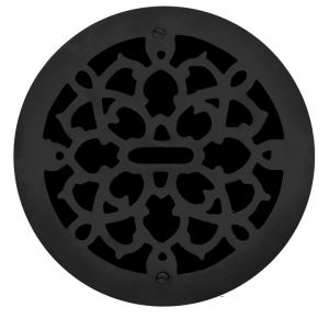 Cast Iron Round Floor, Ceiling, or Wall Grate Vent. Register Cover Without Damper, 11" Hole Size, 13" Overall Diameter (ZM-IR-1102)