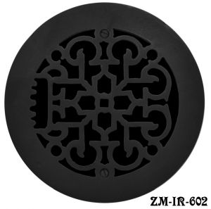 Cast Iron Round Floor, Ceiling, or Wall Grates for Air or Heat Vent. Register Cover Without Damper, 6" Hole Size, 7 1/2" Overall Diameter (ZM-IR-602)