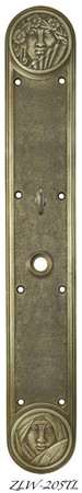 R&E Recreated Art Nouveau Lady Face Door Plate With Turnlatch 17 3/8" Tall (ZLW-205TL)