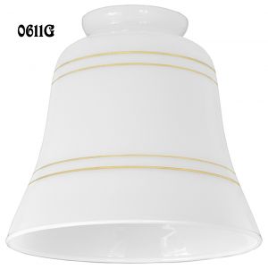 Opal With Gold Bands Glass Shade 2 1/4" Fitter (0611G)