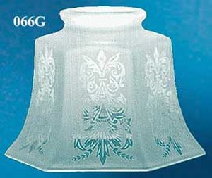 Etched Glass Hexagon Panel Shade Fits 3 1/4" Fitter (066G)