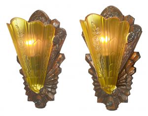 Pair of Lovely Art Deco Antiqued Sconces...Circa 1933 (ANT-1169)