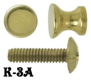 Vintage Style Brass 3/8" Flat Top Knob (K-3A)